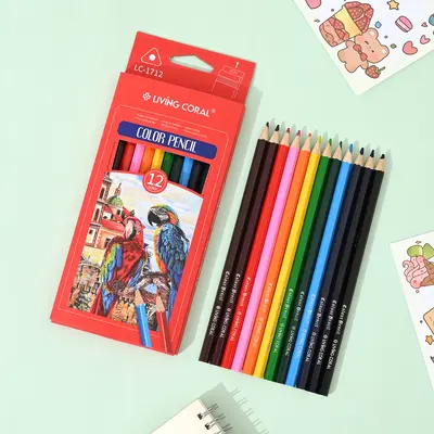 LC1713 Poplar wood colored pencil case, 24 colors