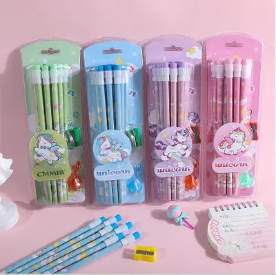 3204 Unicorn Pencil with Shell Cover 12 pieces in bubble packaging