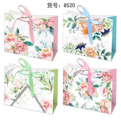 Printed Bow Horizontal Gift Bag - Small | 24*18*10cm | 8520