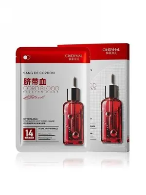 CINDYNAL MUSCLE LIVE CELLS Umbilical cord blood anti wrinkle filling facial mask -25 ml x 5 pieces in a box