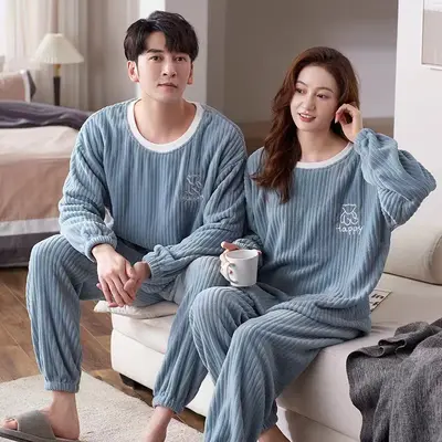 Blue Embroidered Bear Loungewear Set - M6611