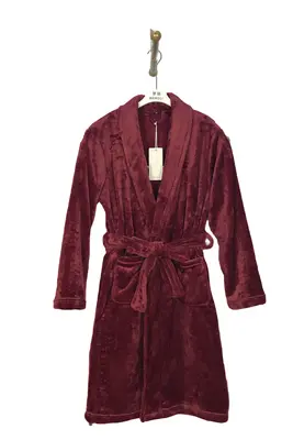 Burgundy Flannel Bathrobe - M5688