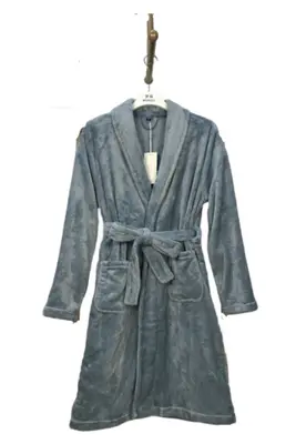 Sky Blue Flannel Bathrobe - M5688