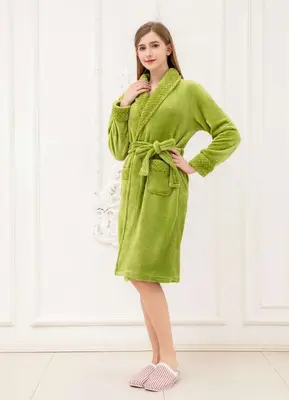 GreenWaffle领 镶色 Bathrobe - M5699