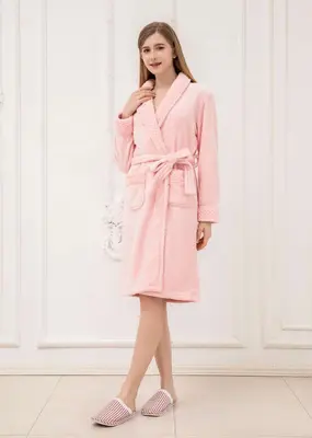PinkWaffle领 镶色 Bathrobe - M5699