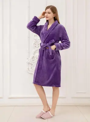 PurpleWaffle领 镶色 Bathrobe - M5699