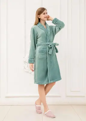 Spring GreenWaffle领 镶色 Bathrobe - M5699