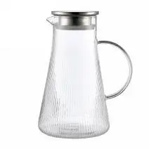 Ribbed Glass Water Jug - Clear 1.6L - YS02