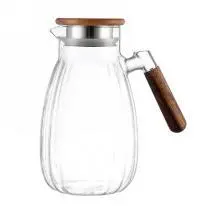 Pumpkin Wooden-Handle Glass Jug - Clear 1.8L - YS01-MB