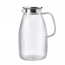 Ribbed Glass Water Jug - Clear 2.2L - YS03
