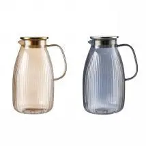 Ribbed Glass Water Jug - Amber 2.2L - YS03-HP