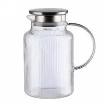Ribbed Glass Water Jug - Clear 1.6L - YS04
