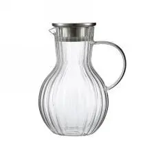 Ribbed Glass Water Jug - Clear 1.8L - YS07