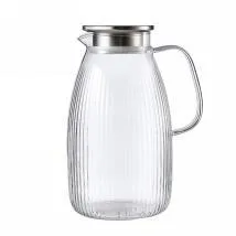 Ribbed Glass Water Jug - Clear 2.2L - YS03