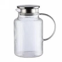 Ribbed Glass Water Jug - Clear 1.6L - YS04