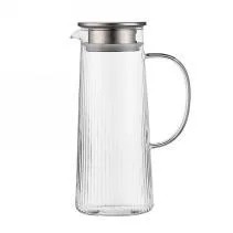 Ribbed Glass Water Jug - Clear 1.3L - YS06