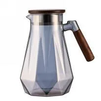Diamond Wooden-Handle Glass Jug - Smoke Gray 1.6L - YS01-MBYH