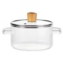 Glass Pot with Wood Lid 1.6L - X-006
