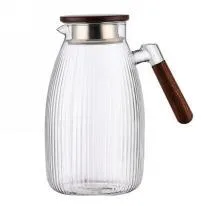 Ribbed Wooden-Handle Glass Jug - Clear 2.2L - YS03-MB